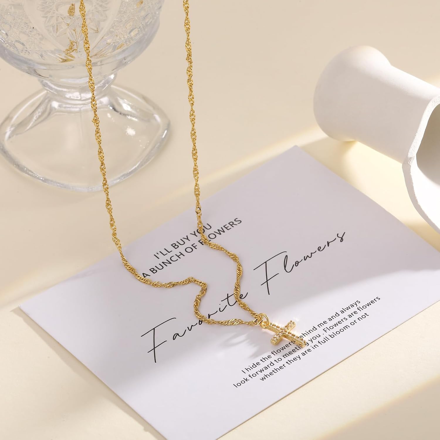 Cross Necklace For Women,14K Gold Silver Plated Small Dainty Colorful Cubic Zirconia Cross Pendant Choker Necklaces For Women,Easter Jewelry Gifts - Image 5