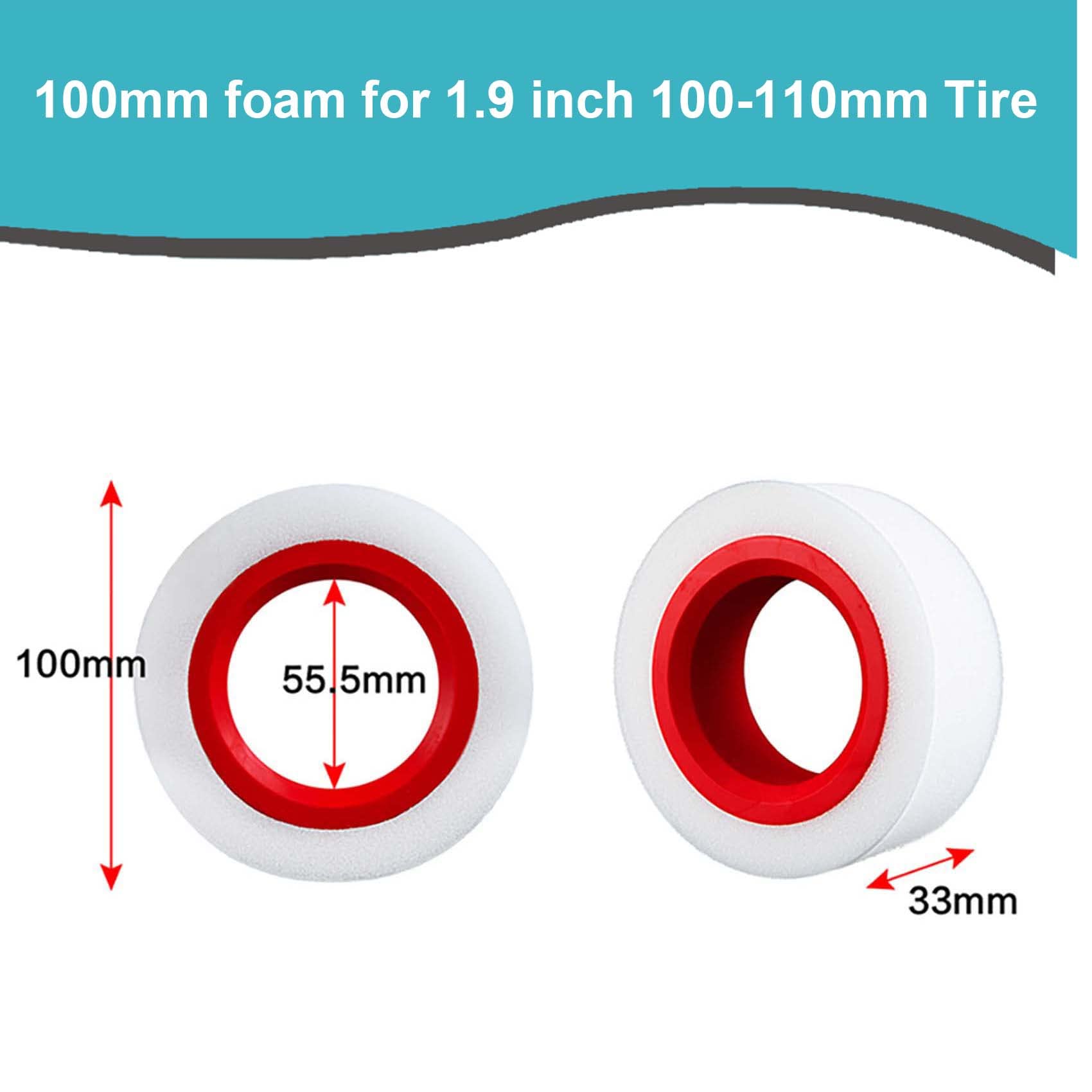 KEEDA 4PCS Dual Stage TPE Foam Sponge Inserts for 1/10 RC Crawler Car 1.9 inch Wheel Tire Axial SCX10 D90 TRX4 TRX6 (100mm, Red) - Image 2