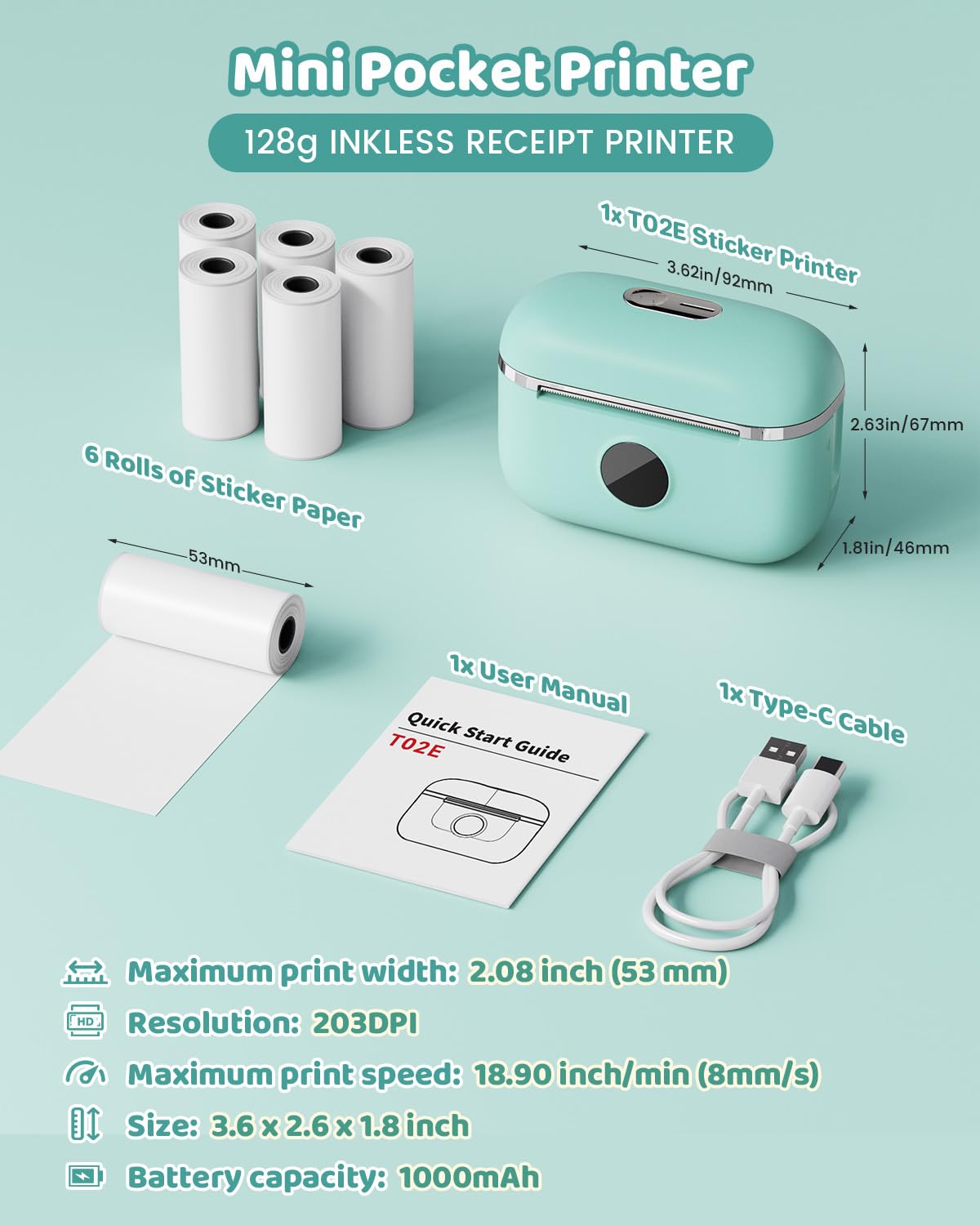 Stampa T02E Green Adesivo Printer - Dettaglio