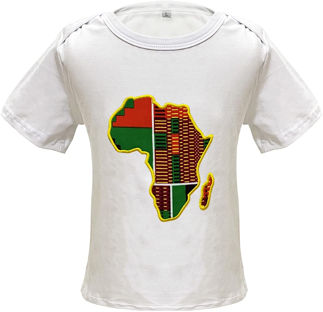 DOAFRIAFRIUnisex Kids Kente Print Top African Style T-Shirt Ankara Print Tee for Toddler