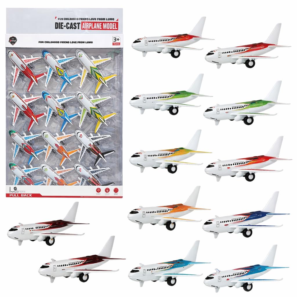 FunBlast Airplane Model Toy Set for Kids (Pack of 12) | Pull Back Aeroplane Models with Wheels | Mini Aircraft Toys for Kids Boys & Girls | Return Gift Set (Multicolor)-image-39