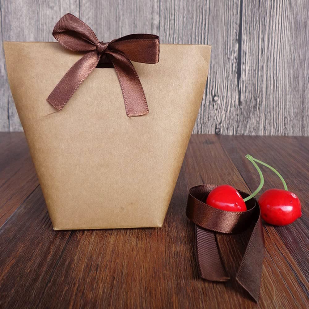 20 Sacchetti Regalo In Kraft Marrone 24x13x8 Cm Con 48 Adesivi E Tag - Ecologici E Riciclabili, Ideali Per Bomboniere, Dolci E Regali Di Natale