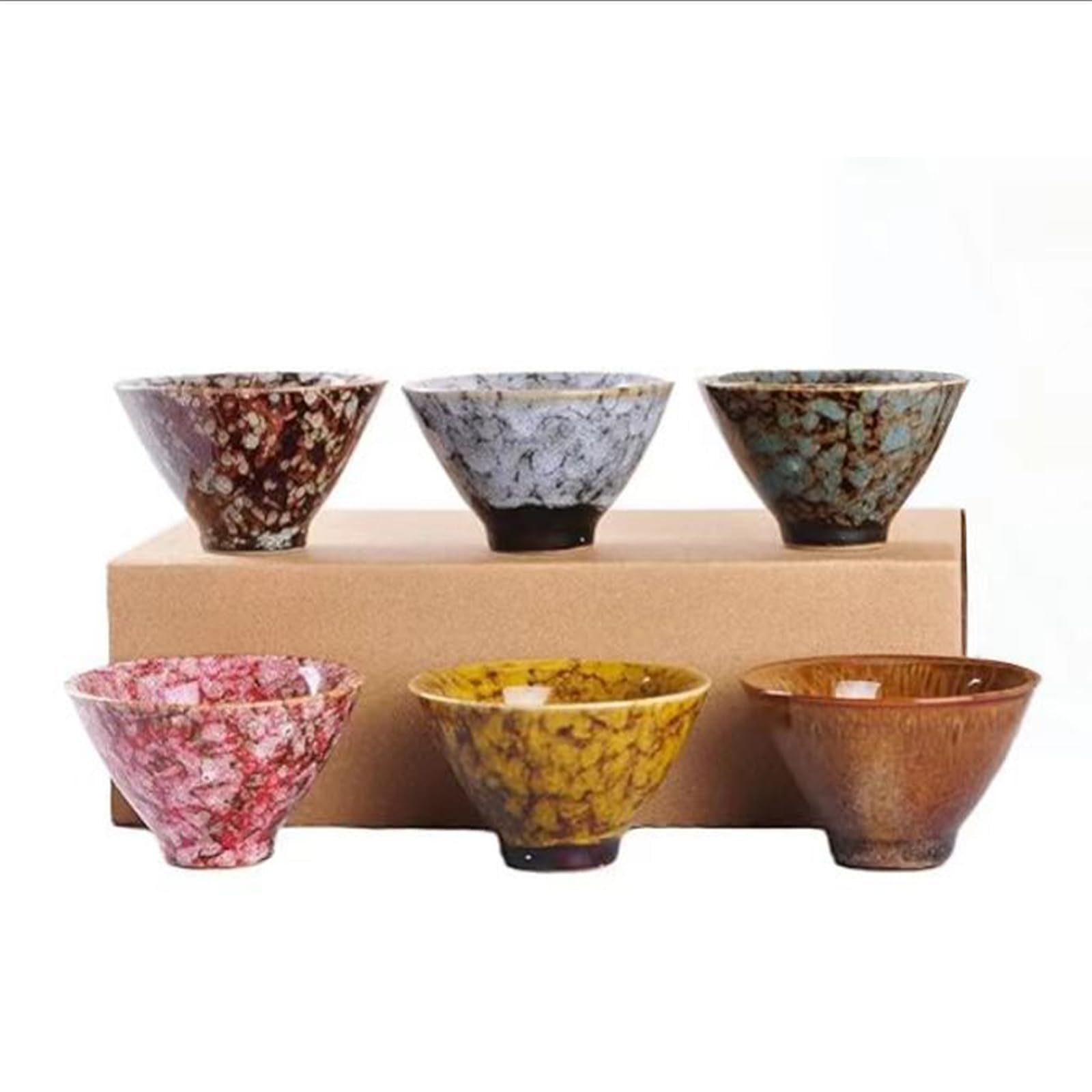 Tasses à thé chinoises Kung Fu en céramique, lot de 6 pièces élégantes