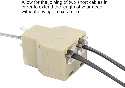 Miniatura 5 de Uvital RJ12 6P6C 1 hembra a 2 divisores de línea telefónica hembra, conector y separador de cable de teléfono fijo (amarillo, paquete de 4)