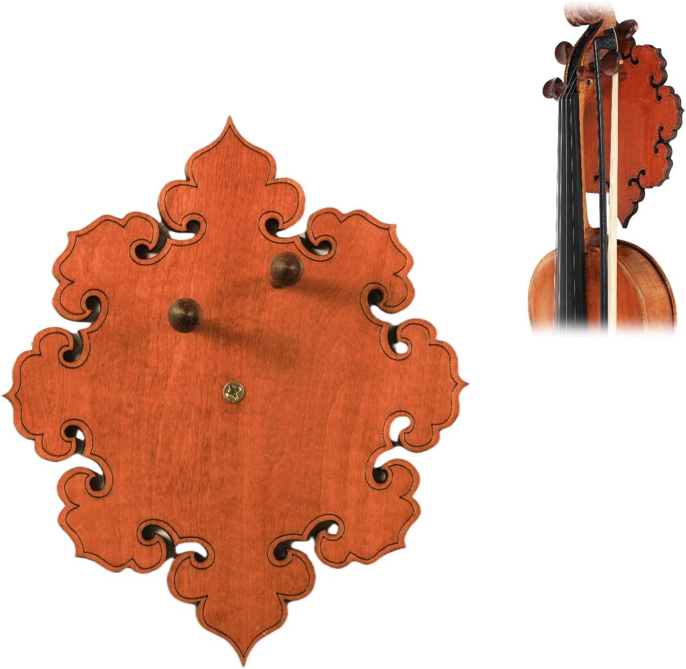 Elegant Wooden Fiddle Violin Wall Hanger with Intricate Pattern-Perfect for Music Lovers. Handcrafted,Unique Violin-Inspired Art for Any Room.Includes Installation Screws,Wall Mount string swing