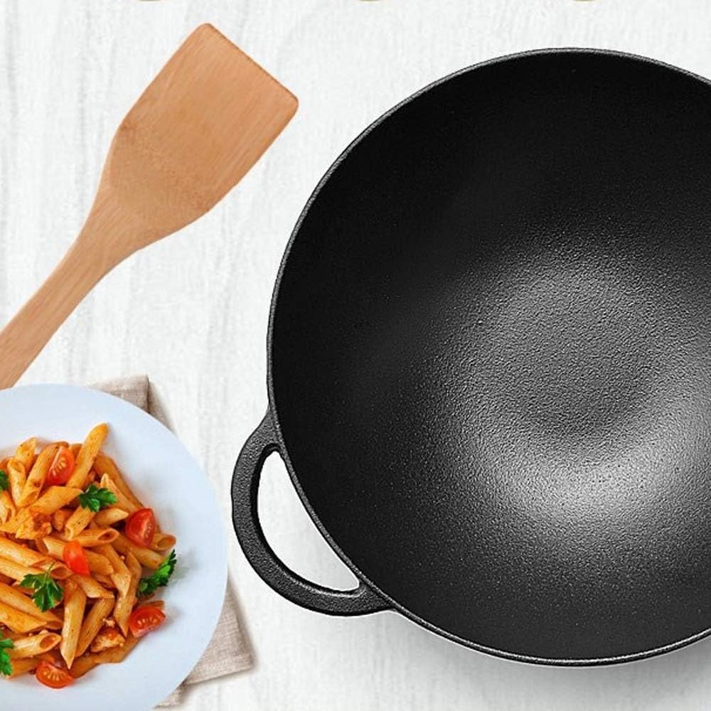 Gusseisen-Haushalts-Wok Mit Traditioneller Verdickung, Weniger Öliger Rauch, Unbeschichtete, Antihaftbeschichtete Pfanne, Glasdeckel, Küchenpfanne, Bratpfannen