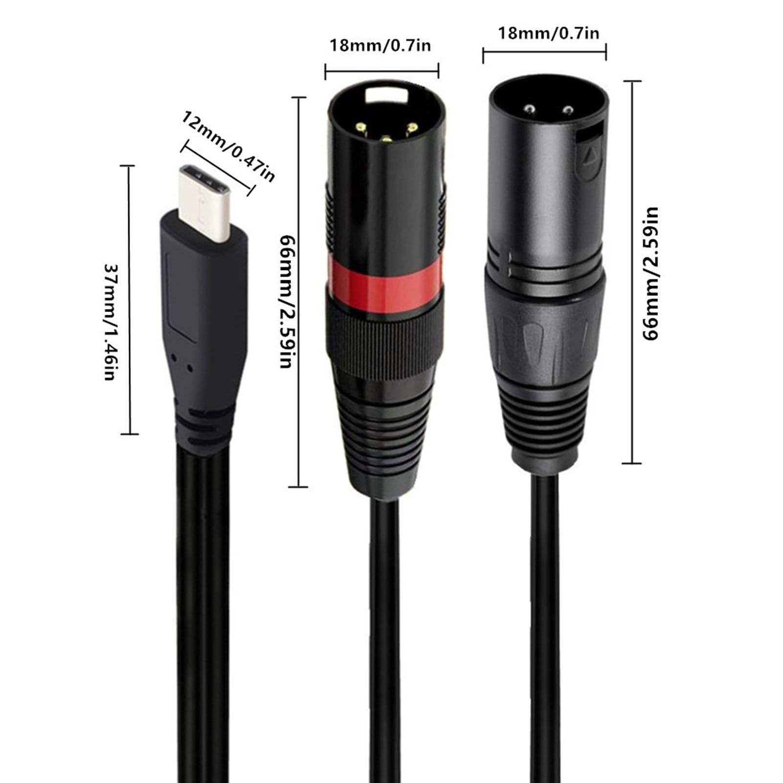 Jectse Kabel Męski USB C do XLR, 6,6 Stóp Y Dual XLR Męski Przewód dla Telefonów, Tabletek, Laptopów do Mikserów, Wzmacniaczy, Aktywnych Głośników