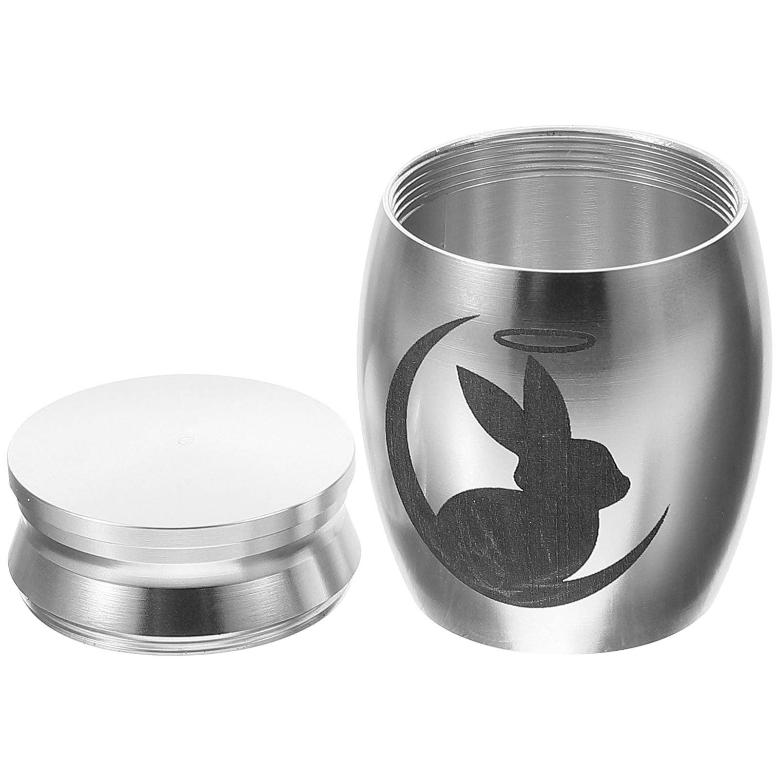 ifundom Bunny Urn for Pet Ashes, Human Ashes Urn Memorial Keepsake, Stainless Steel, Lightweight Portable, Silver, for Bag Storage and Remembrance