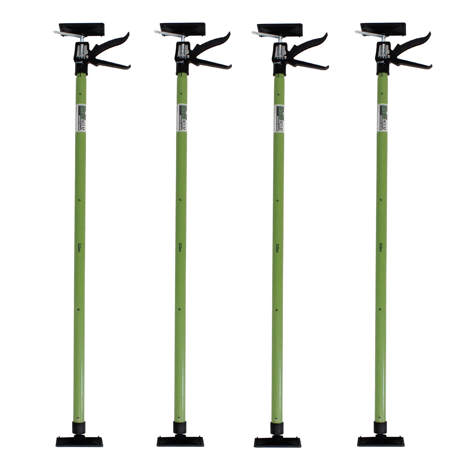 TRUTZHOLM 4x Profi Einhandstütze Deckenstütze 115-290 cm 30 kg Traglast | Montagestütze und Teleskopstütze im 4er Set für Trockenbau, Rigips, Deckenpaneele, stufenlos teleskopierbar, 45 Grad neigbar