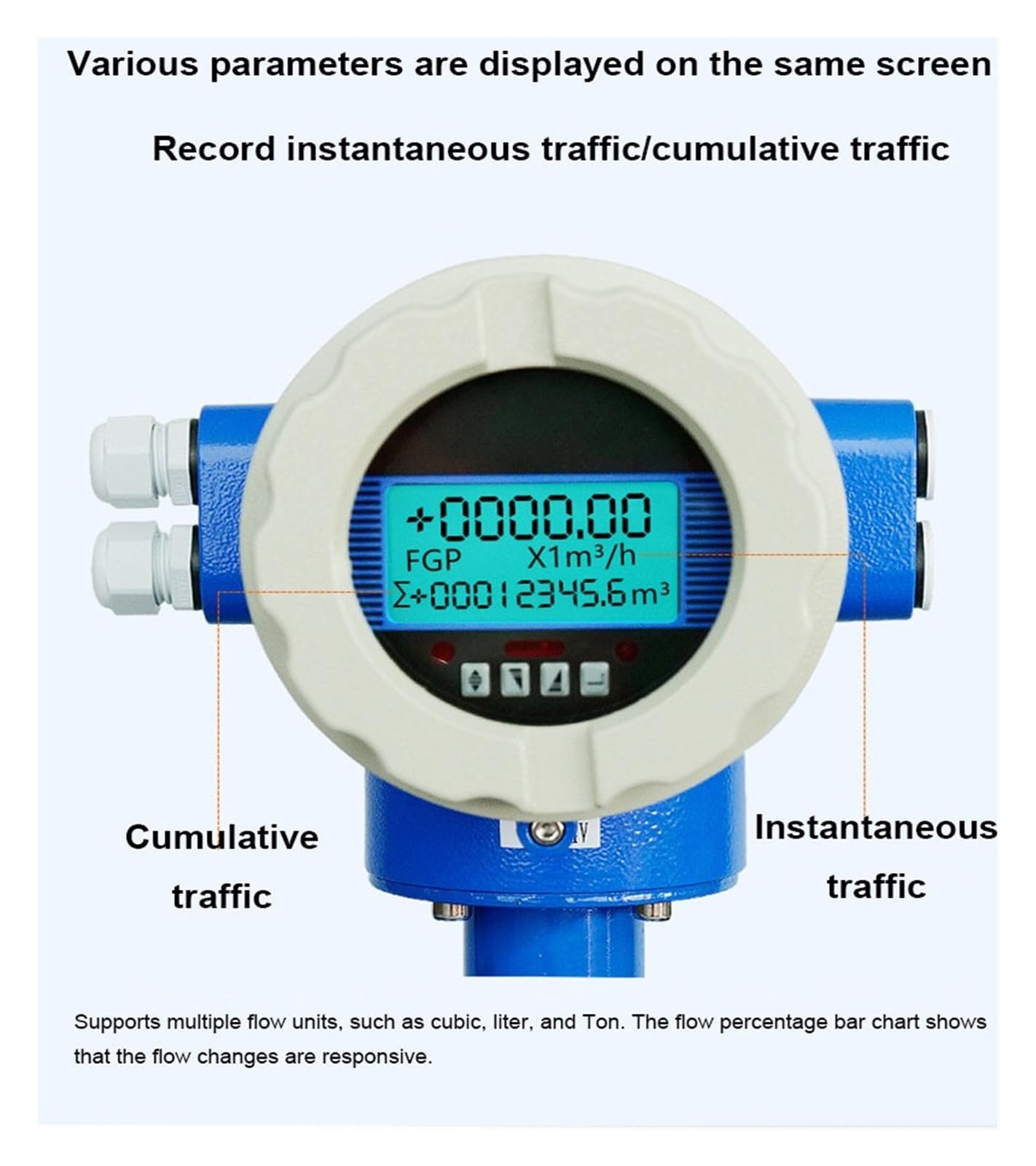 Caudalímetro electromagnético integrado con pantalla LCD for tuberías de aguas residuales, DN50/80/100, sensor de salida RS485 de 4-20 mA. Garantizar la estabilidad(DN32)