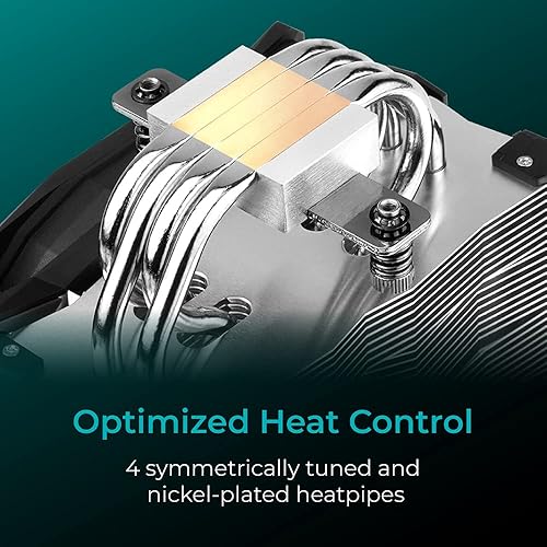 Miniatura 8 de Iceberg Thermal IceSLEET G4 Enfriador de aire silencioso para CPU, 4 tubos de calor niquelados con ventilador PWM de 4.724 in para Intel y AMD AM5