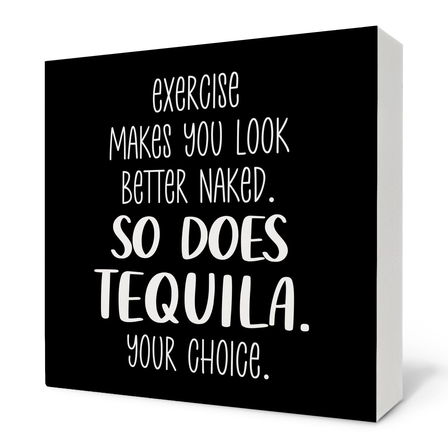 Nvotell Black Funny Tequila Wooden Sign - Tequila Gifts Wooden Box Sign,Funny Saying Box Sign Desk Decor For Bar Bedroom Living Room Office,5x5 Inch