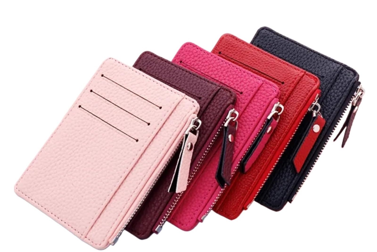 Vaeltor 2PCS ID Credit Bank Card Holder Zipper Slim Wallet Fashion Small Coin Purse Money Clip Case Cardholder Cover(BROWN)
