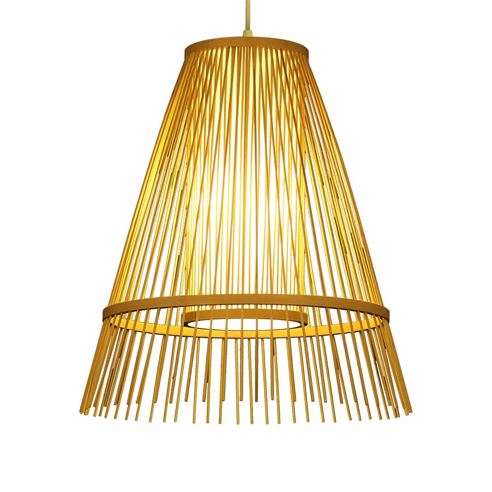 OnlyZoo Lámpara colgante E27 de estilo japonés, lámpara colgante moderna y sencilla, lámpara colgante de bambú, lámpara colgante retro para sala de estar, tatami, restaurante, cafetería, casa de té,