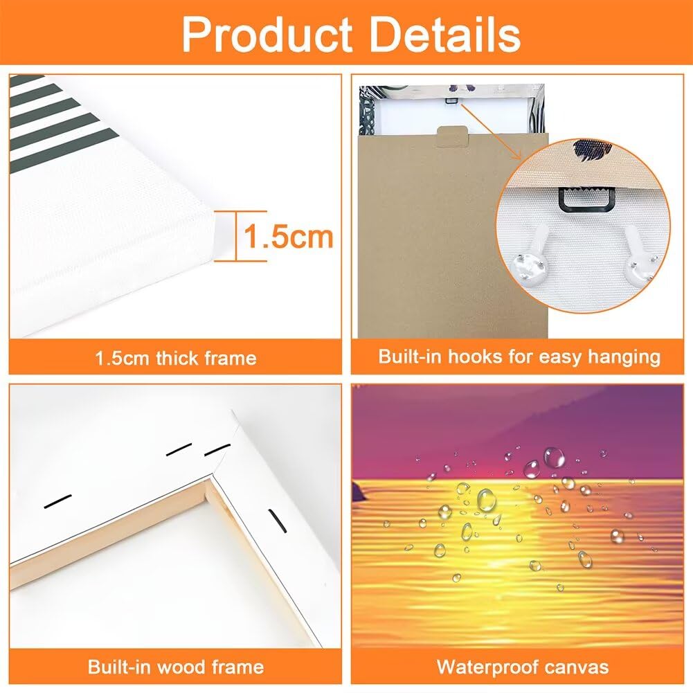 Leinwand Bilder mit Rahmen, 3Pcs Sonnenuntergang Wandbilder Wohnzimmer Set, 40 x 50 cm x 3 Pcs Leinwand Bilder Wald Wanddeko Schlafzimmer, Wandbilder mit Haken für Wanddeko Wohnzimmer, Geschenk, -2245