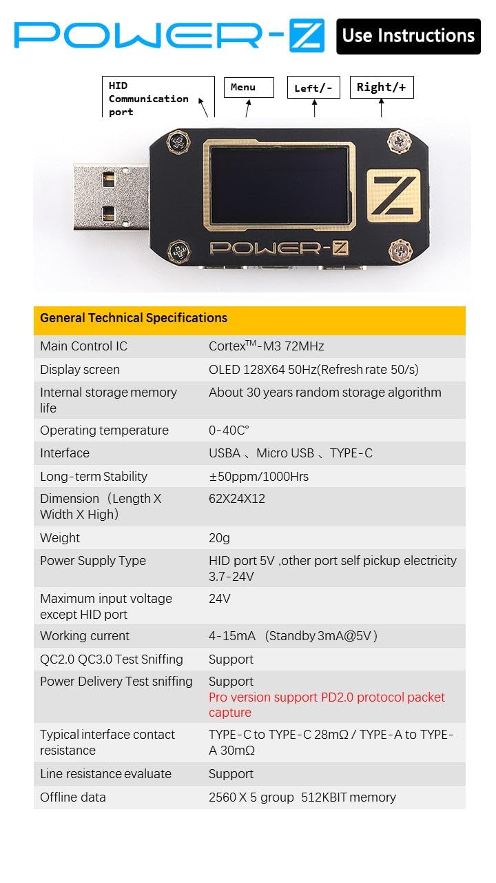 Charging Port Voltage Tester POWER Z USB Phone Current Meter KM001