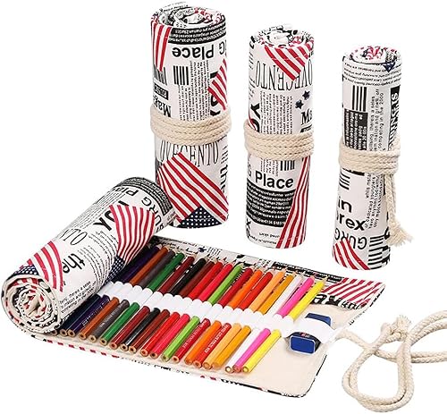 Miniatura 31 de DIYOMR Funda enrollable para lápices de 24/36/72 ranuras, lápices de colores para artistas, bolsa enrollable para lápices de dibujo, pinceles