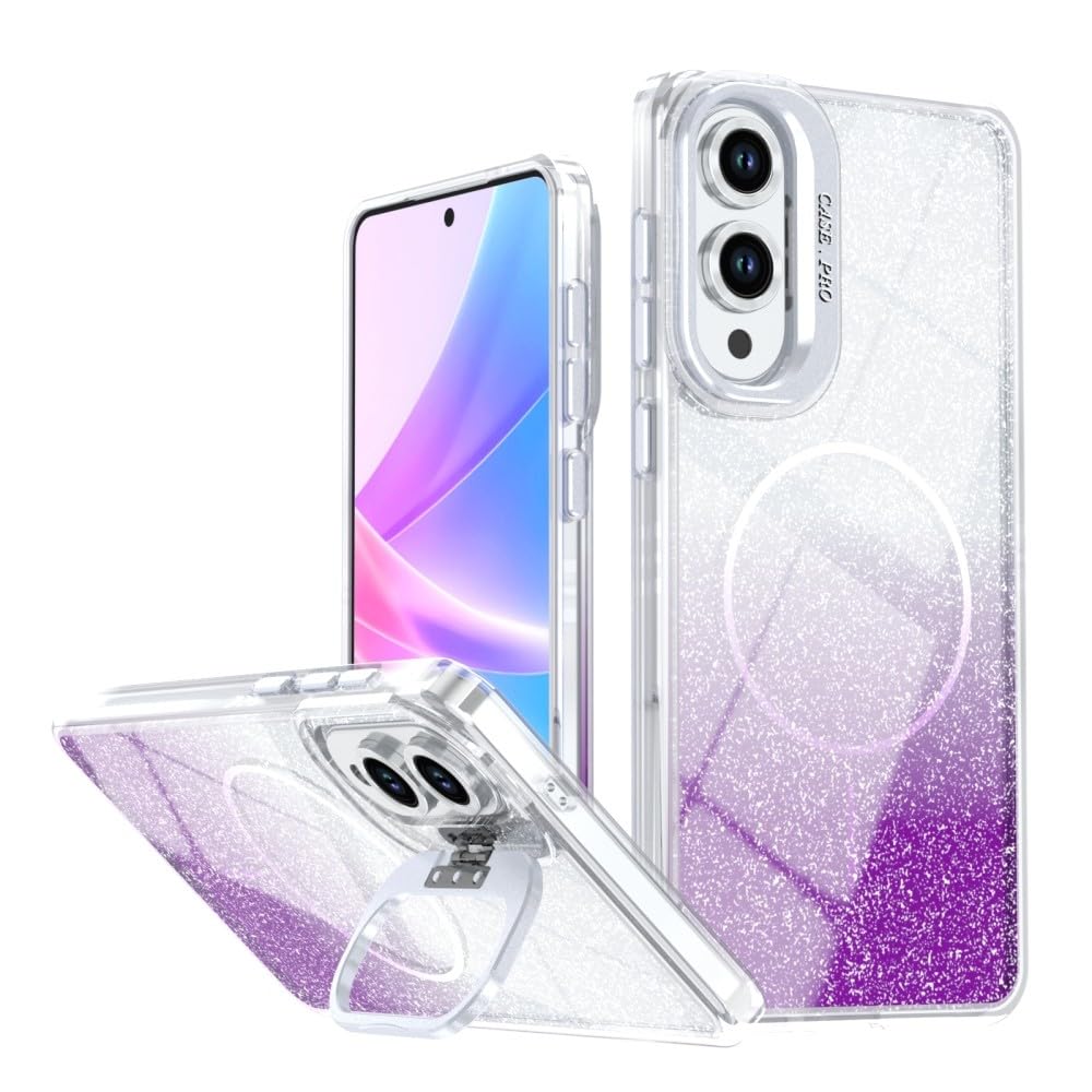 Coque Samsung Galaxy S24 Plus violette antichoc avec support d'objectif pailleté
