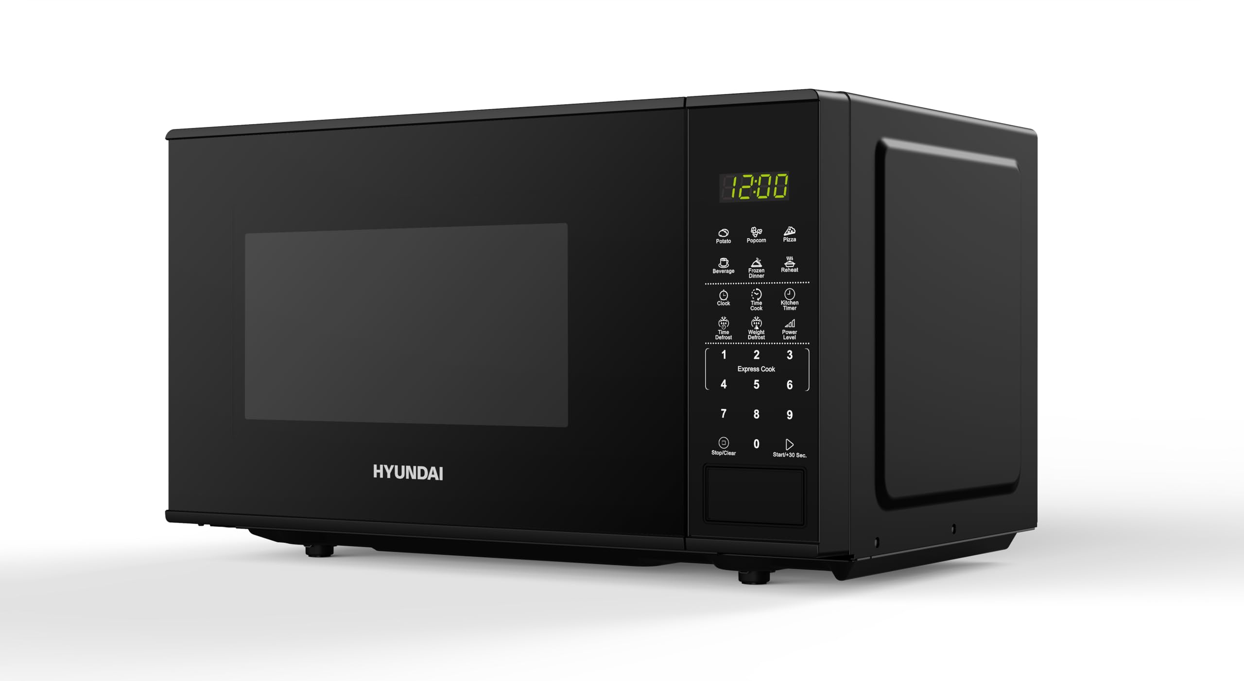 Hyundai 800W 20L Black Digital Microwave, Stainless Steel Interior, 11 Power Levels, Automatic Defrost, 6 Auto Cook Modes, Clock and Timer, Digital Controls, Easy Clean & Child Lock — view 4