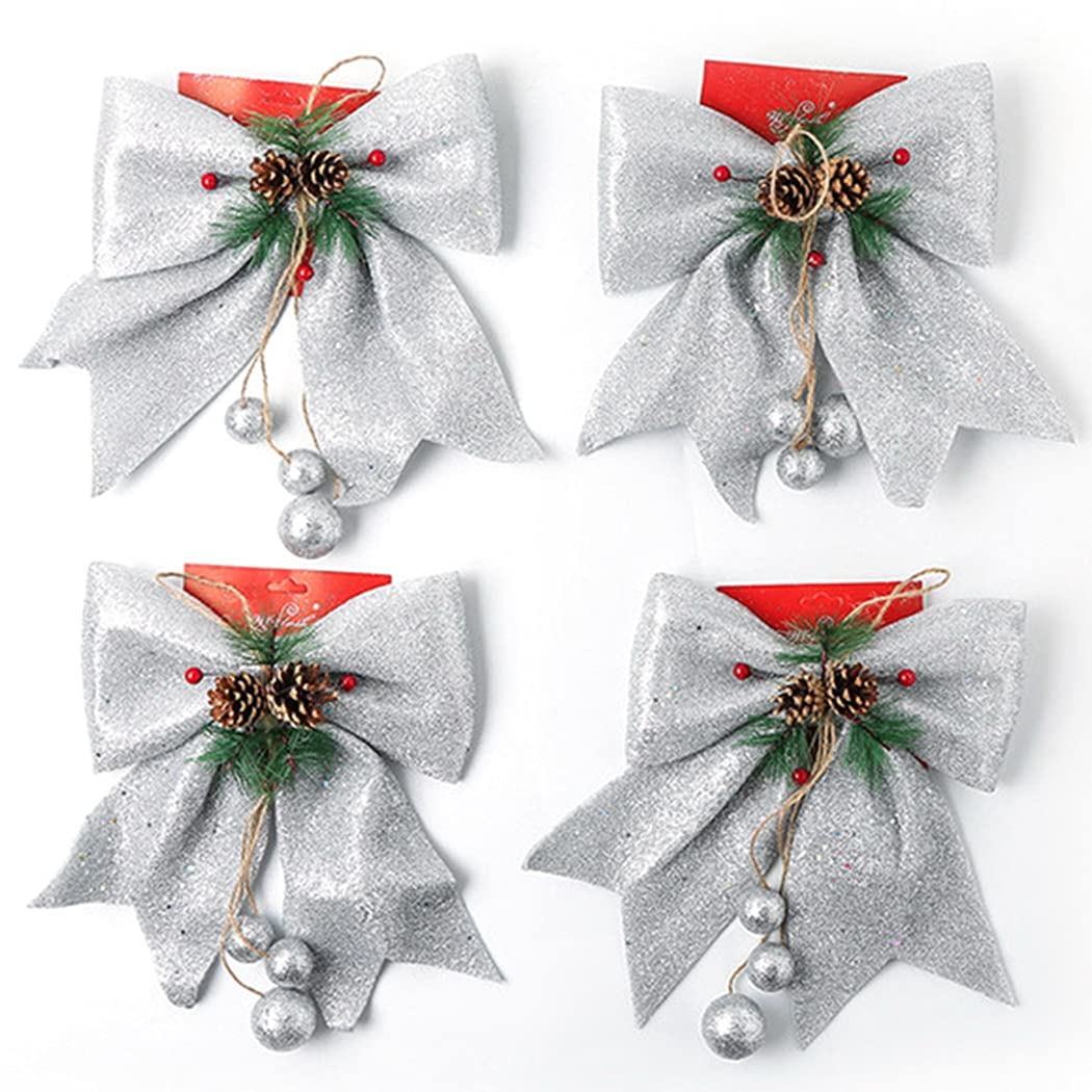 Buy Licogel Christmas Tree Bows Glitter 4PCS Large Handmade Hanging DIY