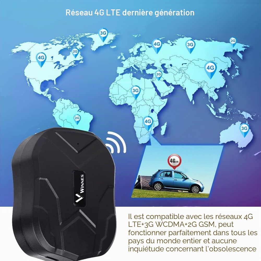 4G Traceur GPS Sans Abonnement LTE, TK905B Tracker GPS Voiture Aimanté 10000mAh, 80 Jours de Veille, Suivi en Temps Réel Précis, Étanche IP58, Adapté pour Voiture Moto Bateau Camion Flotte Camping-Car