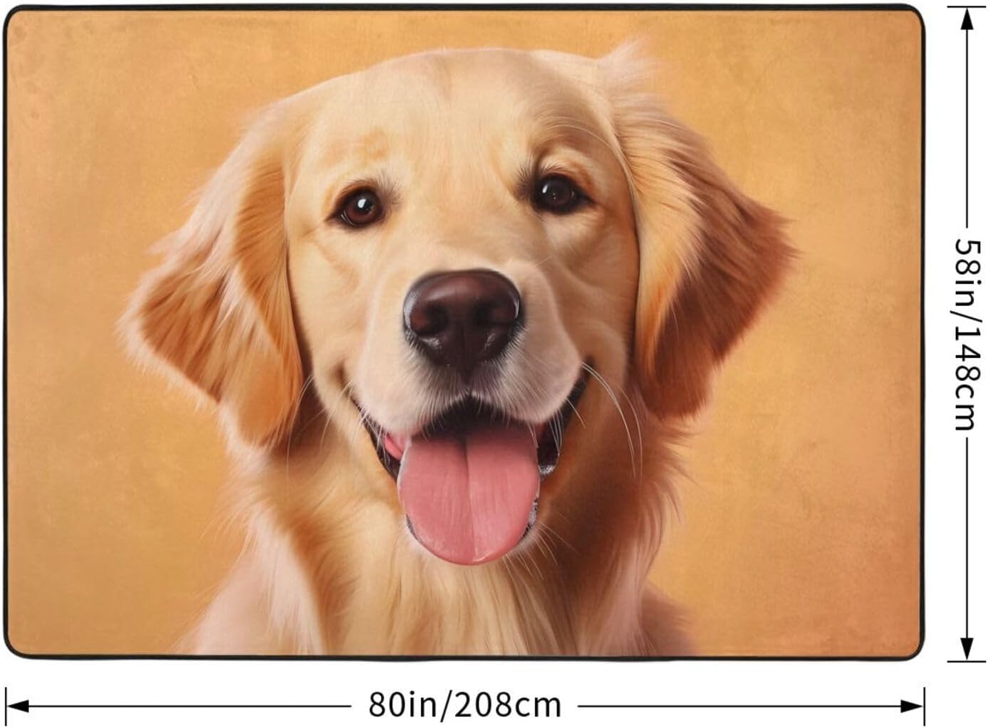 Cute Golden Hair Printed Floor mat 80x58 inches, Non-Slip Decorative Carpet for Bedroom and Living Room