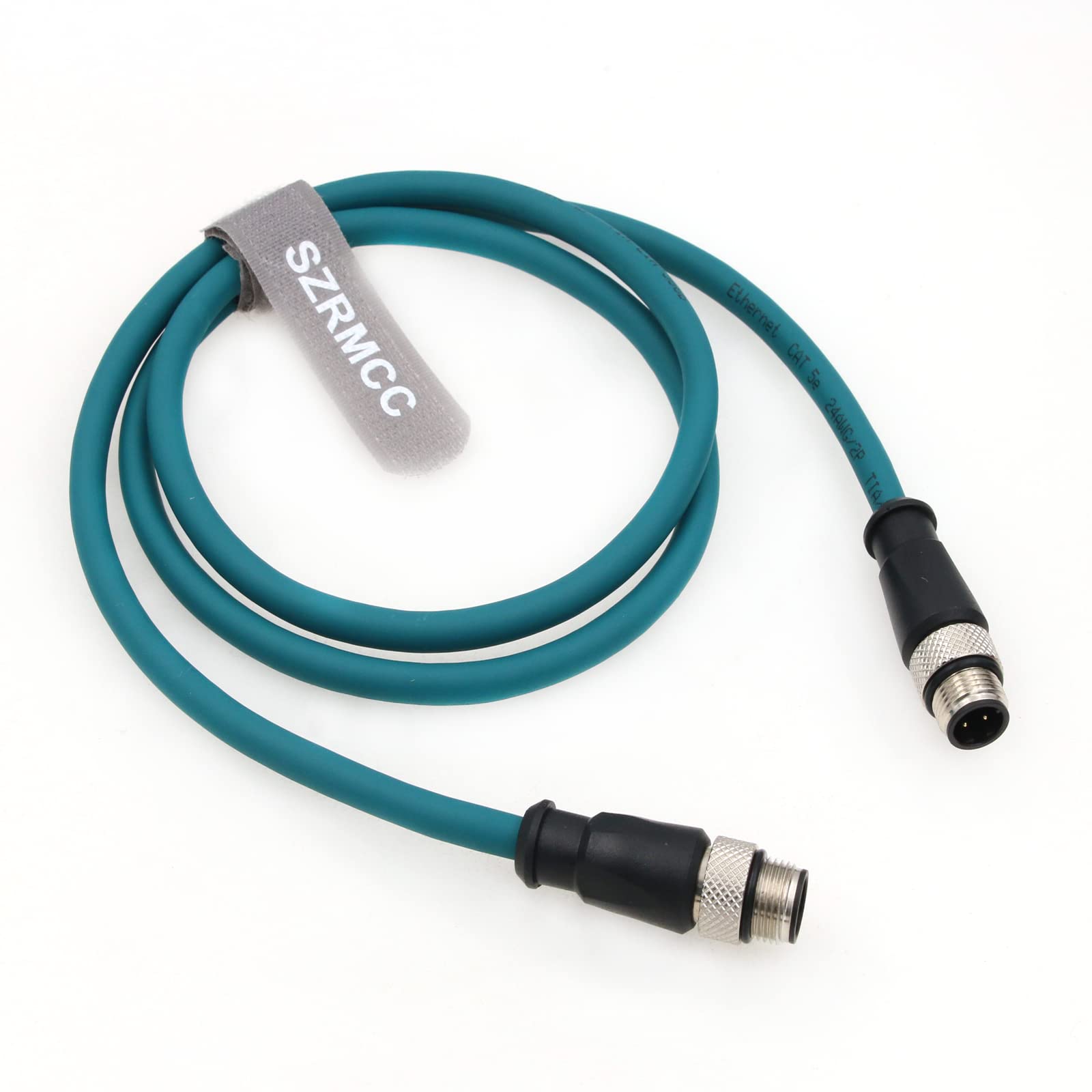 SZRMCC M12 Ethernet Kabel D-Code 4 Pin auf 4 Pin Stecker Cat5e High Flex Wasserdichtes Abgeschirmtes Netzwerkkabel für Basler Cognex Industrie kamera Sensor Automation (10M)