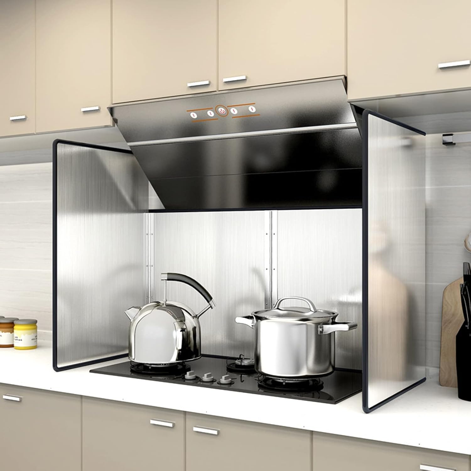 4-Sided Stainless Steel Oil Splatter Guard, Foldable Grease Baffle Shield, Anti-Splatter Sheet for Frying Pan & Stove - Effective Kitchen Splash Protection