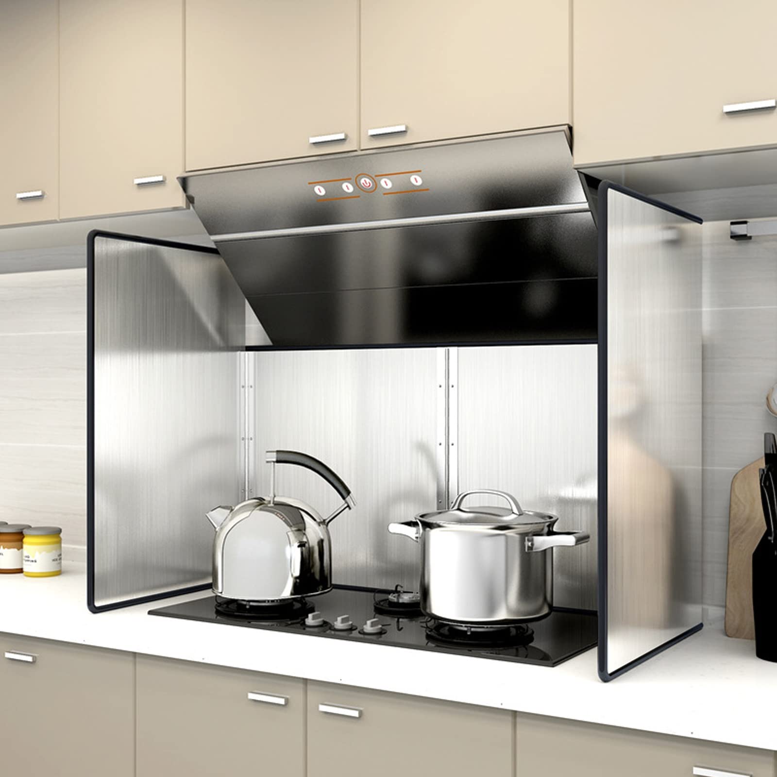 NIUSABOU FoldableOil Splatter Screens, Foldable Stainless Steel Splatter Guard For Stove Multiple Sizes 2 Sides 3 4(4,Sides 45x45x45cm)