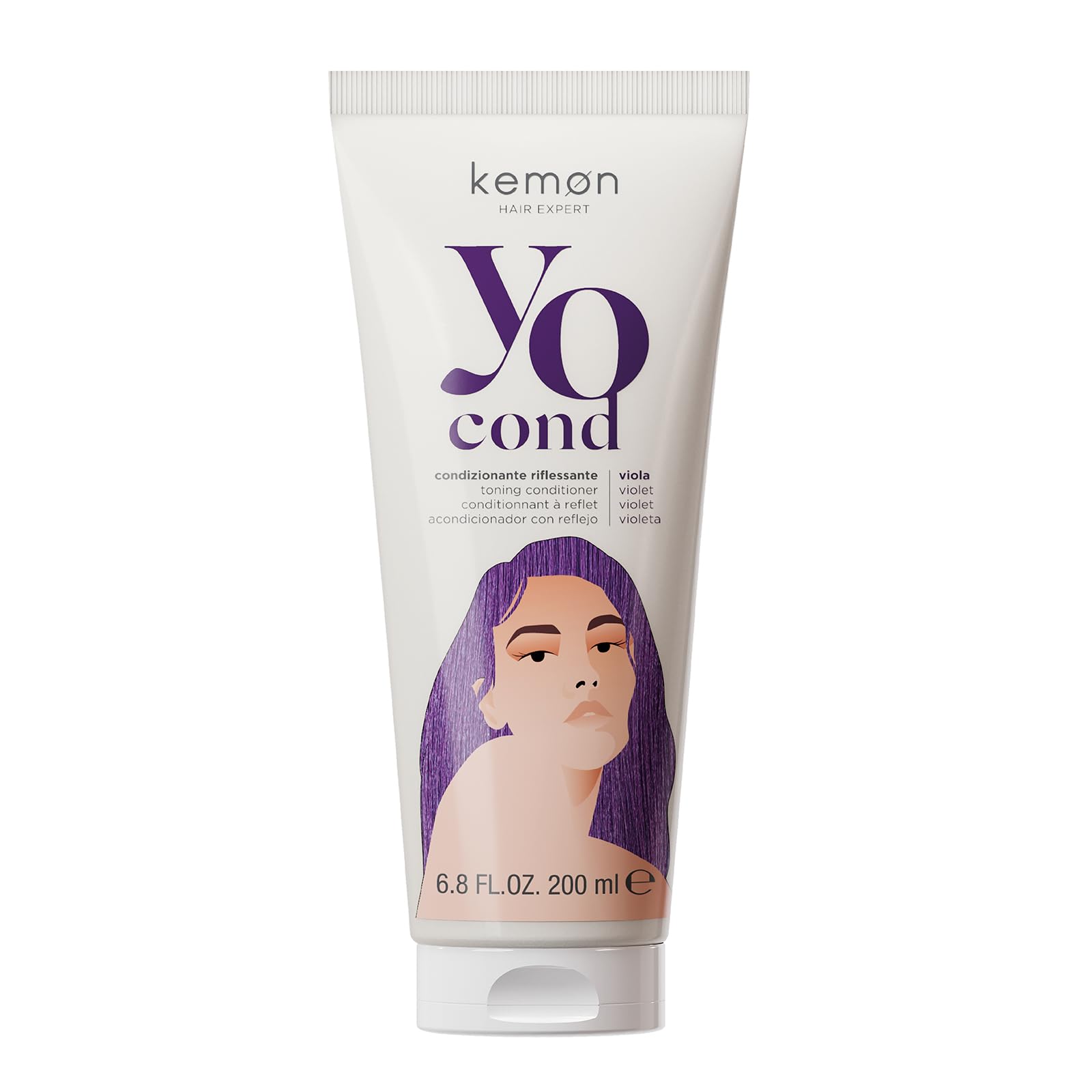 Kemon Yo Cond Viola - Maschera Riflessante Professionale con Formula YoVeg e Velian Complex, Nutre e Illumina i Capelli in 3 Minuti, 88% Ingredienti Naturali, 200 ml