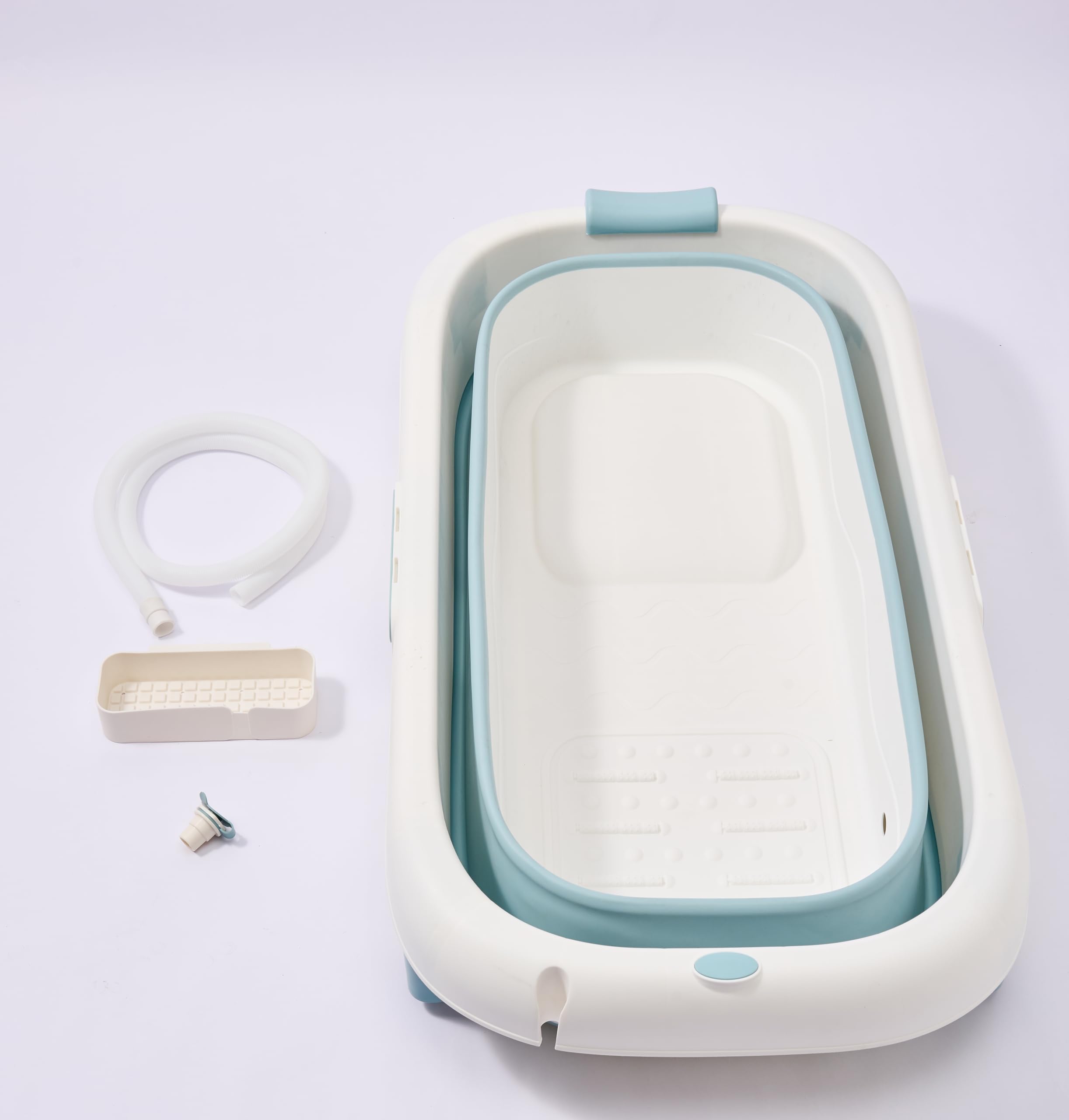 Vikbart - Vasca da bagno per adulti, pieghevole, vasca da bagno mobile per bagno, doccia e balcone, perfetta per bagni di piccole dimensioni, con portasapone, cuscino per il collo, pratica e portatile