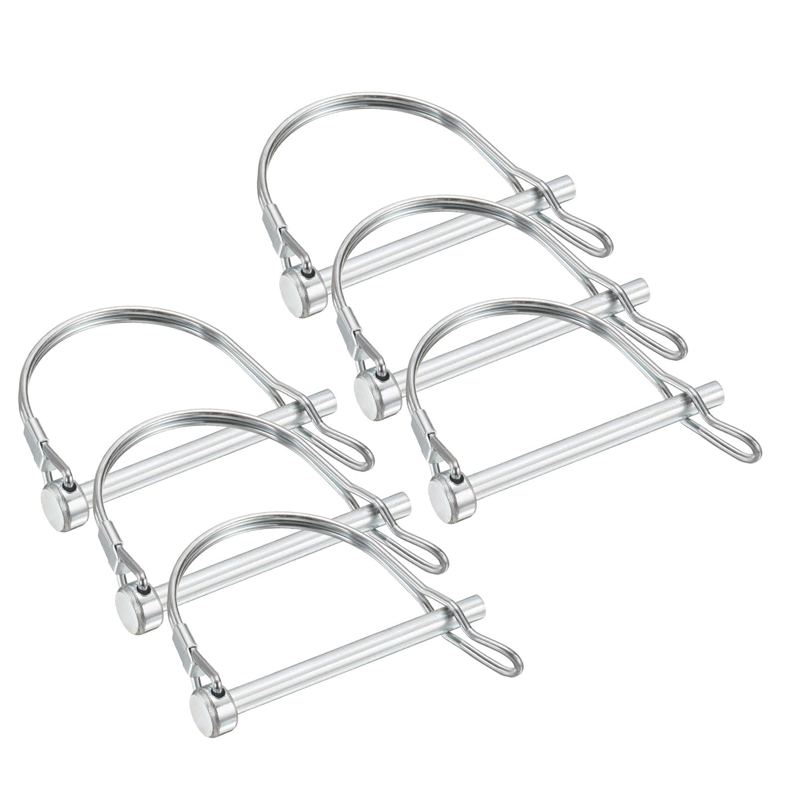 PATIKIL 6 Pcs Trailer Coupler Pins, 1/4" x 2.8" (6mm x 70mm) Safety Wire Lock Hitch Pin Arch Shaft Spring Locking Clip Half Round with Loop for Farm Trailers Lawn Garden Wagons