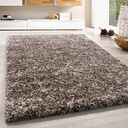 HomebyHome Tapis Shaggy à Poils Longs Concevoir uni chiné Salle de séjour Doux et Moelleux Rectangulaire Coureur Beige, Couleur :Beige, Taille:80x250 cm
