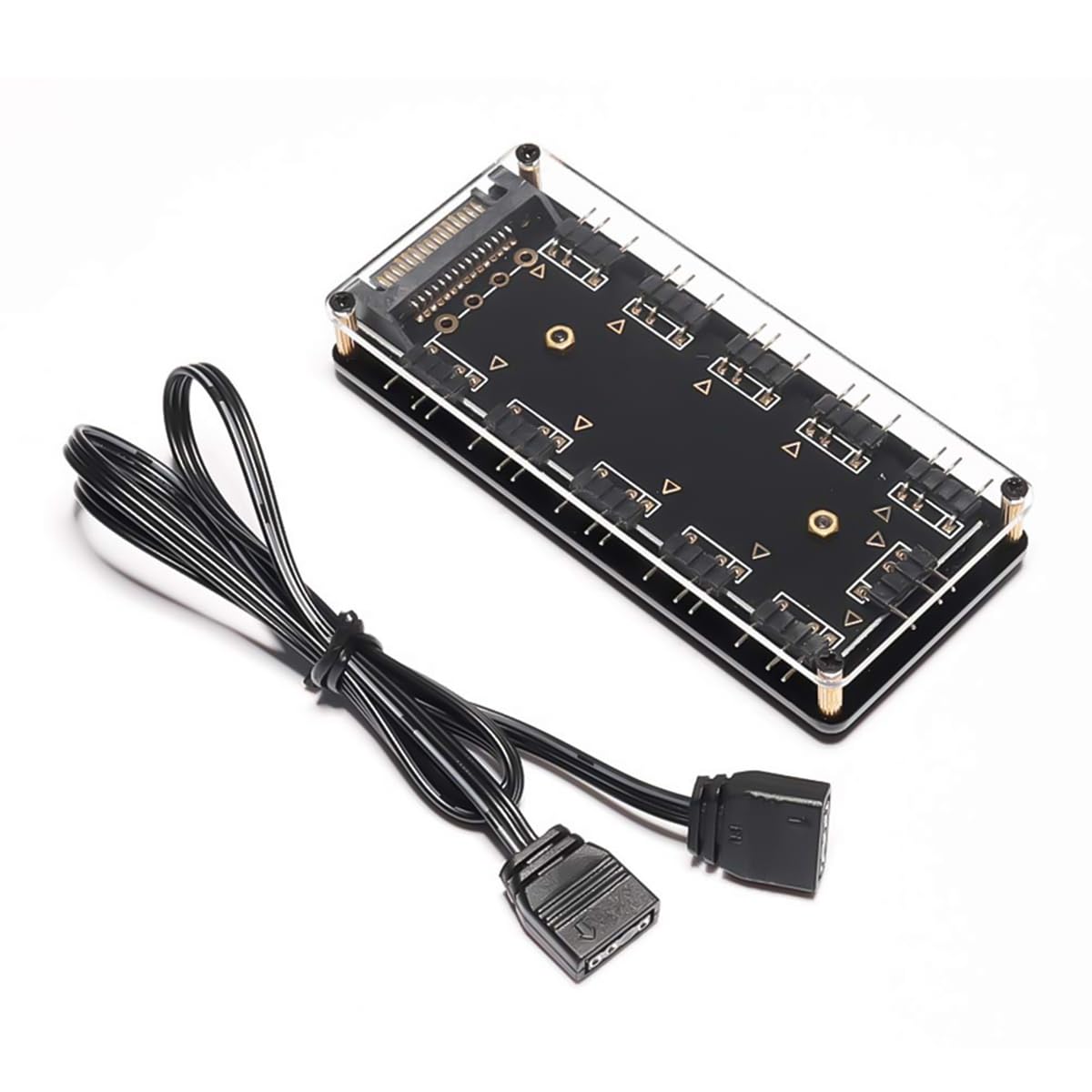 DollaTek Hub de ventilador de PC de 5 V y 3 pines RGB de 10 puertos con cable de extensión de 3 pines para tiras de luz LED RGB
