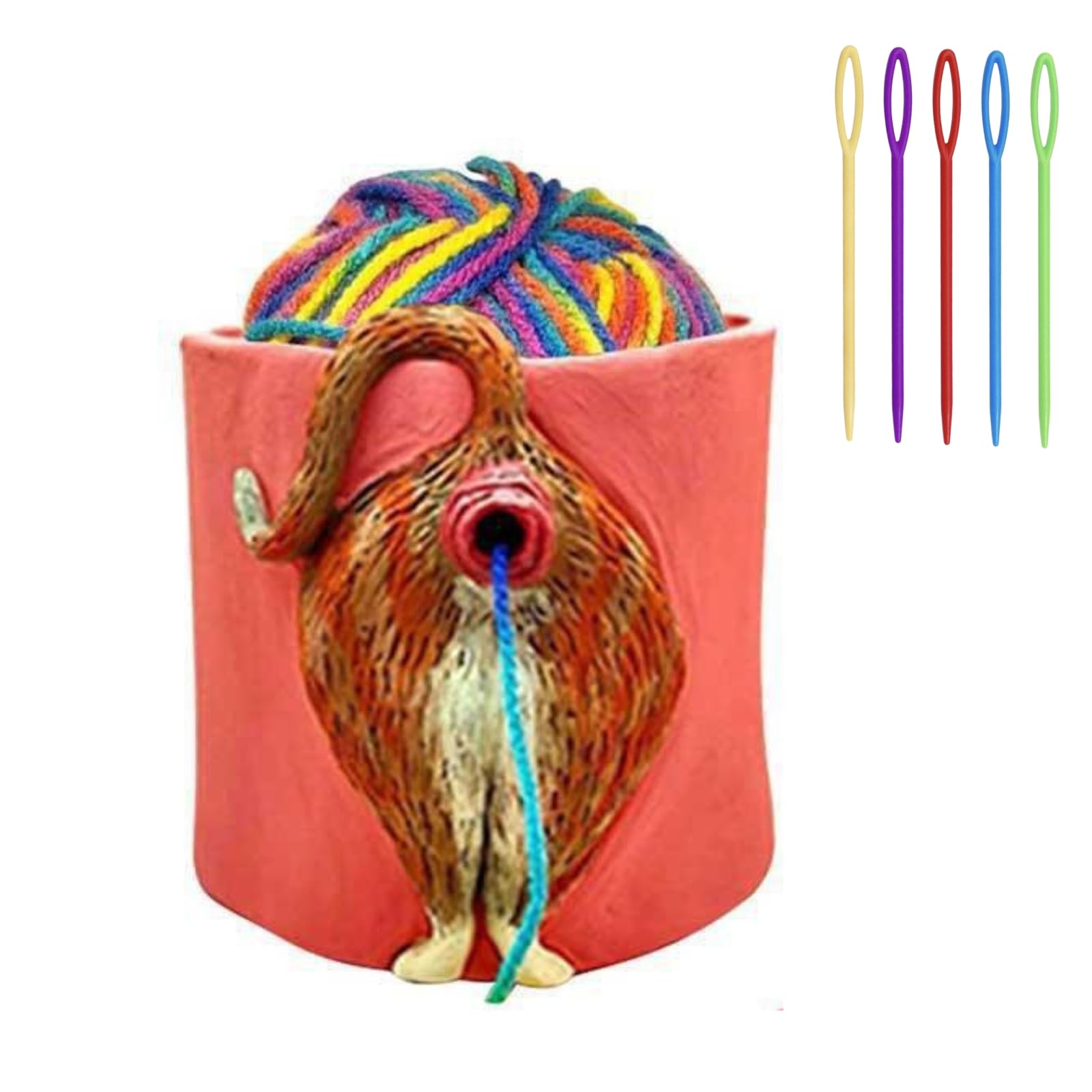 TOTIDE Yarn Bowls for Crocheting Knitted Cat Butt Wool Ornament ABS Craft Knitting Bowl for DIY Knitting Crocheting (1), pink