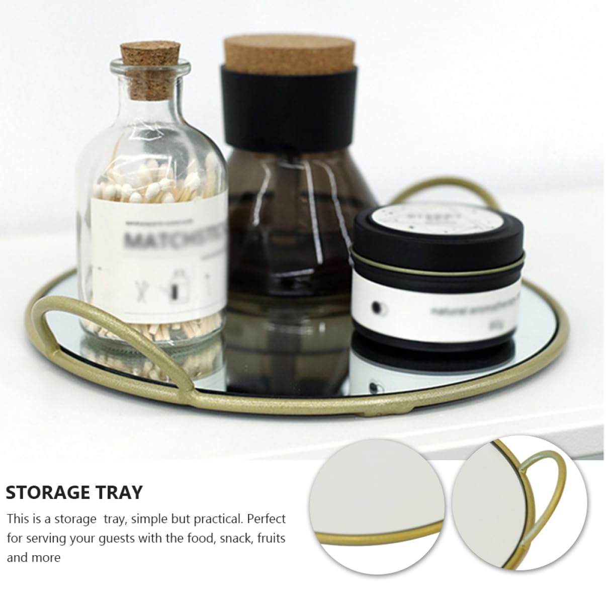 STOBAZA Stylish Brass Storage Tray Round Dinner Plate Ideal for Household Tableware and Food Serving