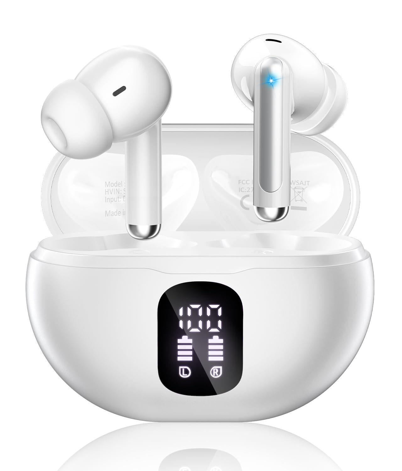 Wireless Earbuds, Bluetooth 5.4 Headphones with 50H Playback, Deep Bass Stereo E