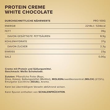 IronMaxx Protein Cream - White Chocolate 250g - Delicious creamy high protein spread with little sugar Low-carb & gluten-free Healthy spread alternative
