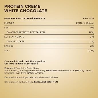 IronMaxx Protein Cream – 250 g – White Chocolate – Low Carb Bread Spread with up to 30% Protein – Ideal for Calorie-Conscious and Low-Sugar Diet – Designed in Germany