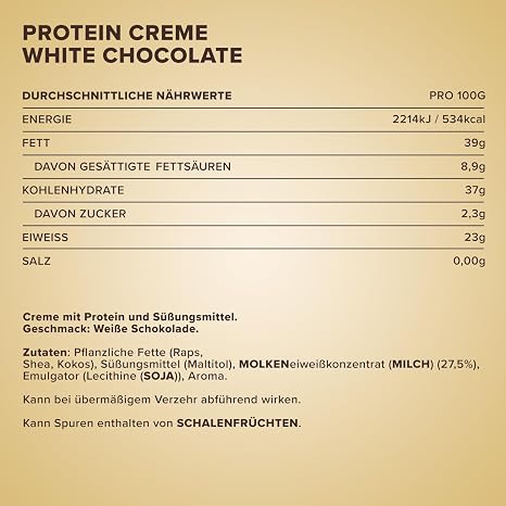 IronMaxx Protein Cream – 250 g – White Chocolate – Low Carb Bread Spread with up to 30% Protein – Ideal for Calorie-Conscious and Low-Sugar Diet – Designed in Germany
