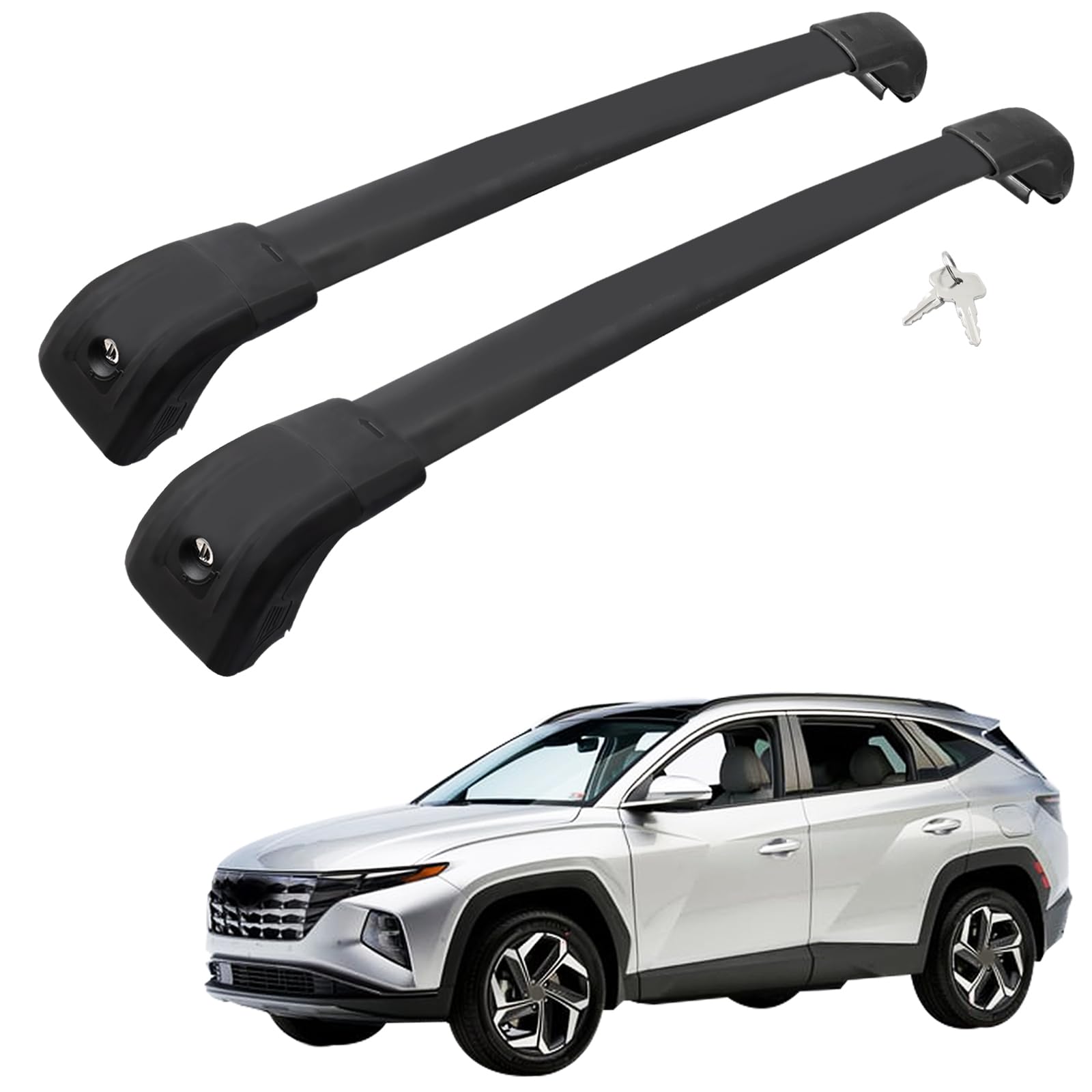 Photo 1 of Car Roof Rack Cross Bars Compatible with 2022-2023 Hyundai Tucson (Fit for Flush Side Rails), Aluminum Lockable Roof Cross Bars for Kayak Bike Rooftop Cargo Carrier Bag Basket Luggage