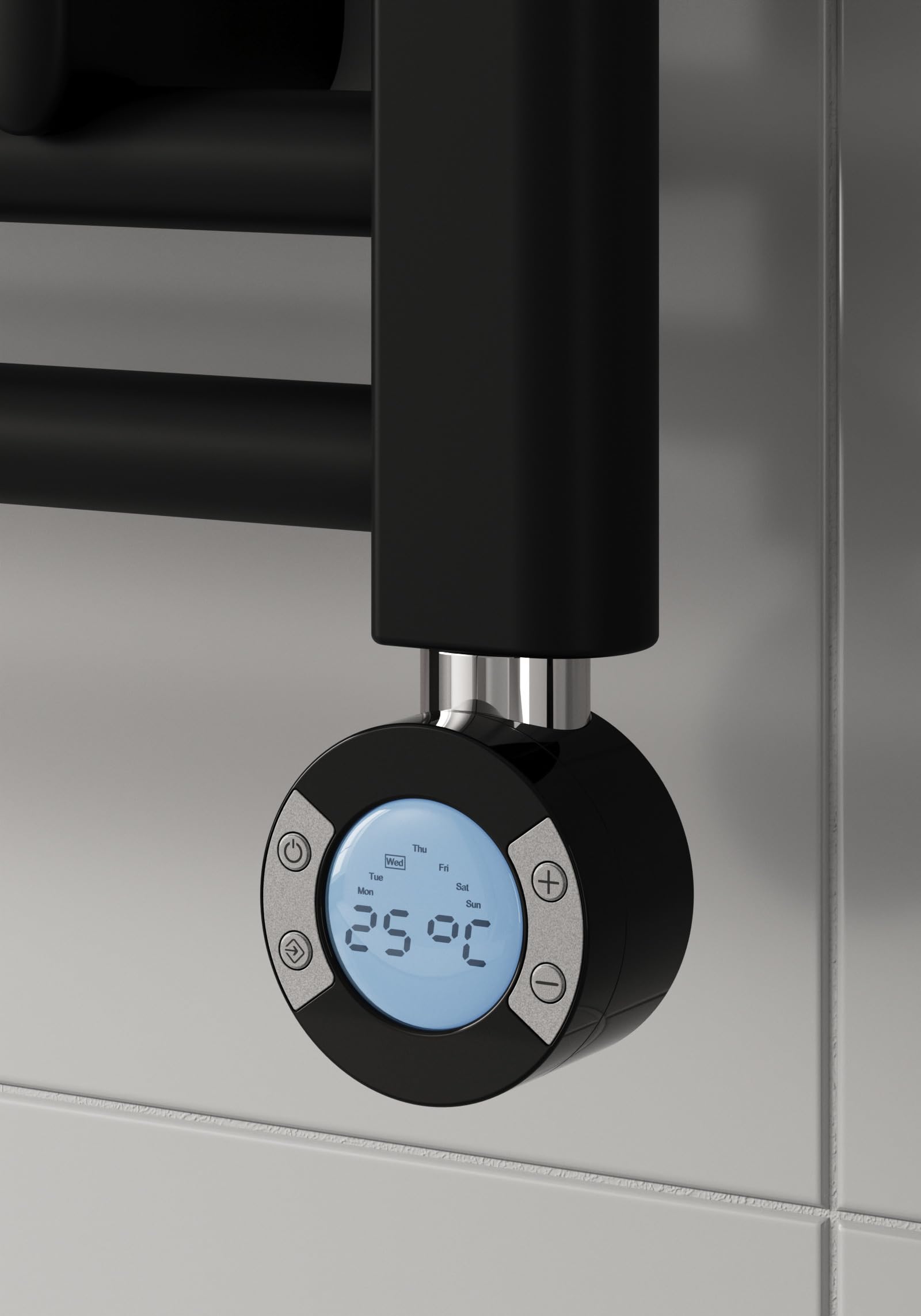 AQUAWORLD Thermostatisches Heizelement mit Touch-Steuerung, elektrisches Heizelement für beheizten Handtuchhalter, schwarz, digitales Heizelement für Handtuchwärmer, Heizkörper - 300 Watt