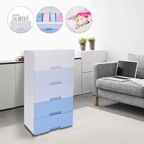 Miniatura 7 de Cómoda de 5 capas, cajonera con rueda universal desmontable, cómoda de almacenamiento de polipropileno para armario, dormitorio, ropa, ropa,
