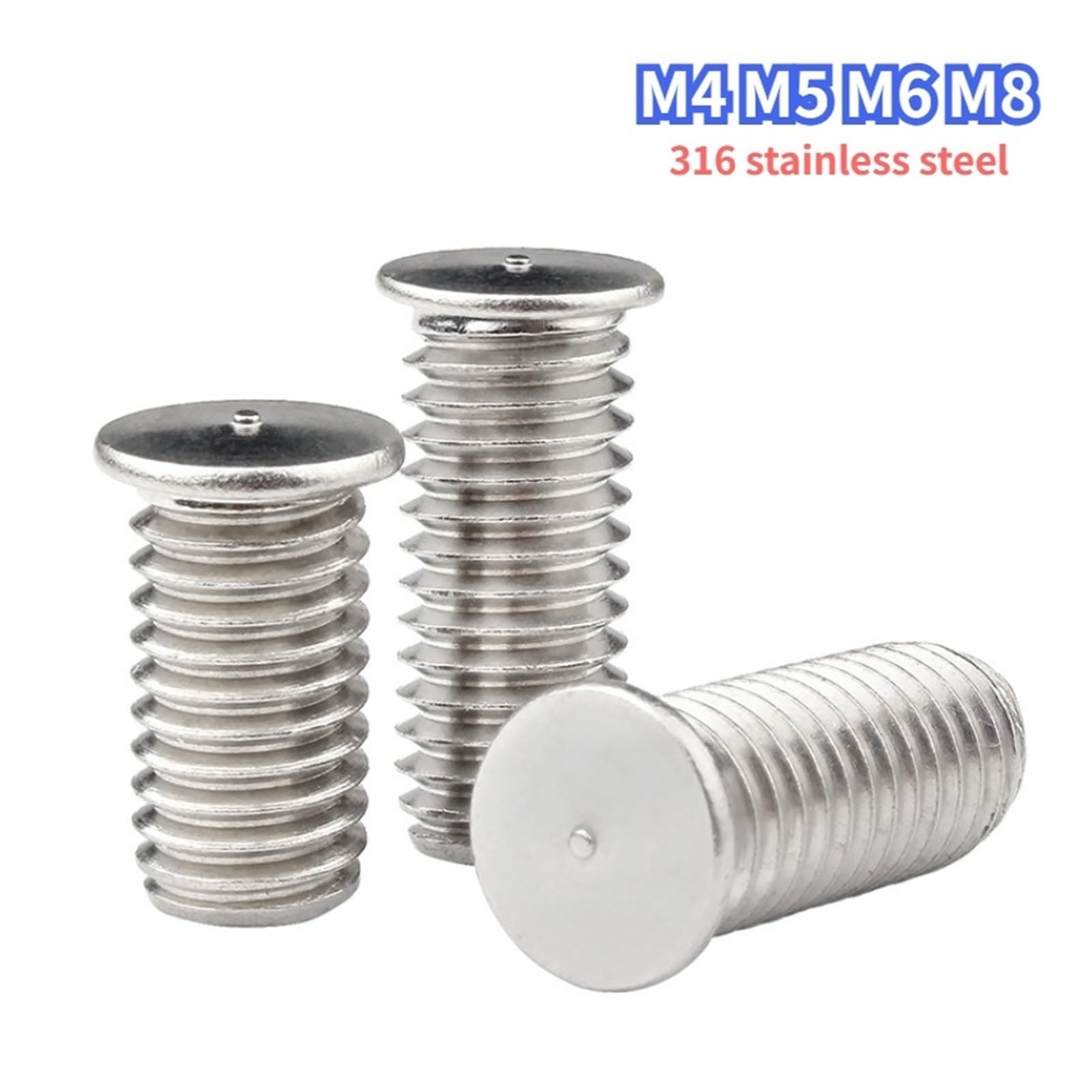 Viti per saldatura a punti M4 M5 M6 M8 316, in acciaio inossidabile, bullone di saldatura, perno di saldatura per scarico condensatore(M4x12mm(100pcs))