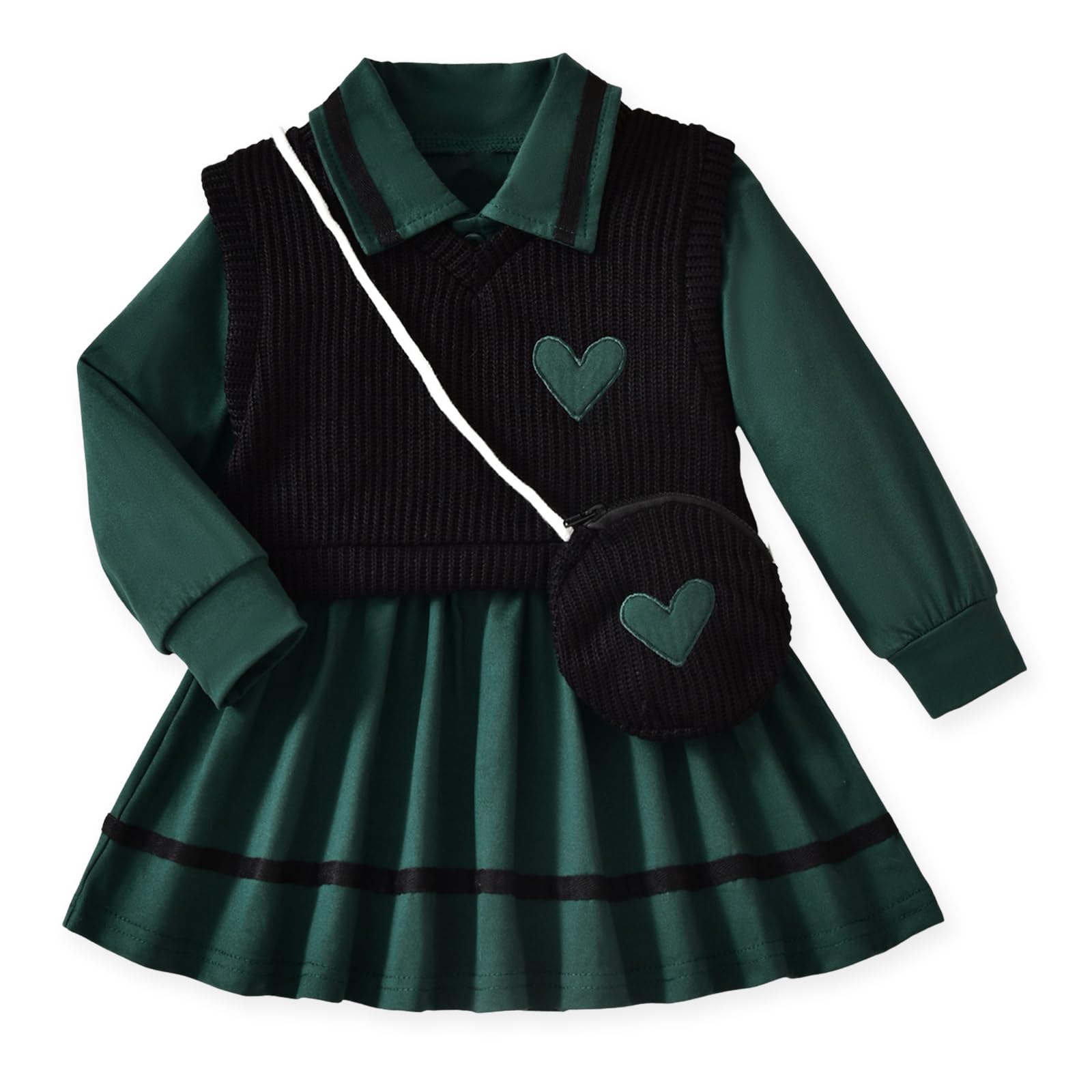 HINTINA Toddler Girl Uniform Dress Picture Day Outfits for School 18M-7Y