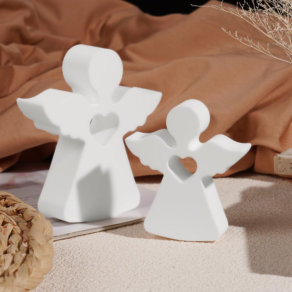 WANDIC Lot de 2 moules en silicone 3D en forme d'ange pour bougies, savons, jouets, ornements décoratifs, artisanat, garçon et fille