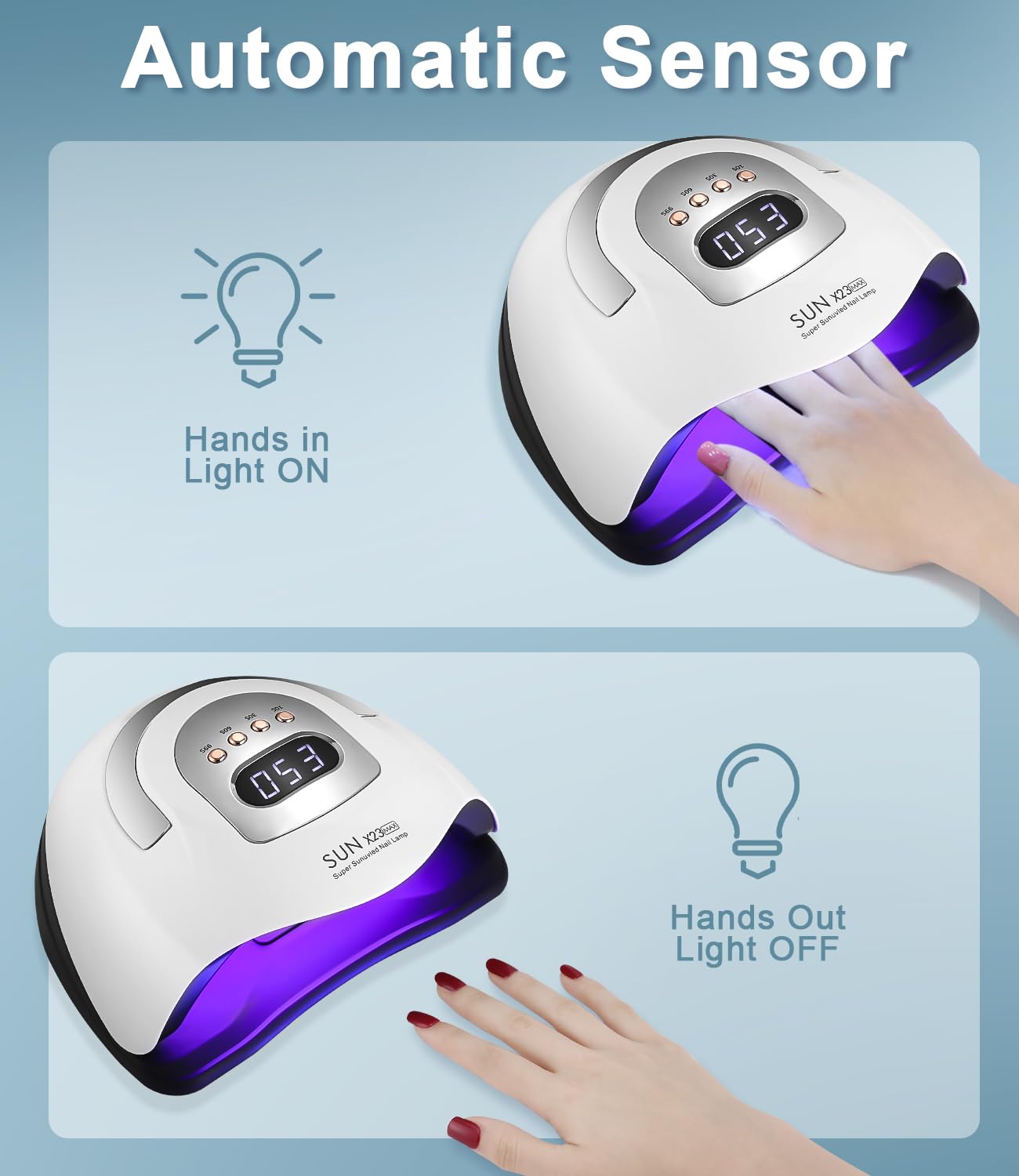 Lampe UV LED Ongles Gel, 380W Professionnel Sèche Automatique machine, 81 Lumières Séchage Rapide, Grand LCD Ecran, 4 Minuteries 10s/30s/60s/99s pour Vernis Semi Permanent, pour Salon Maison