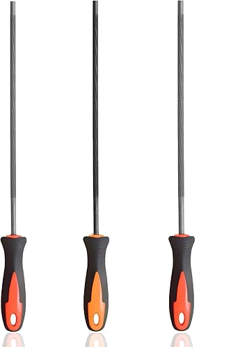 Juego de limas de motosierra con 3 tamaños 5/32, 7/32, 3/16 pulgadas, 3 piezas de afilador de motosierra, juego de herramientas de afilado de cadena