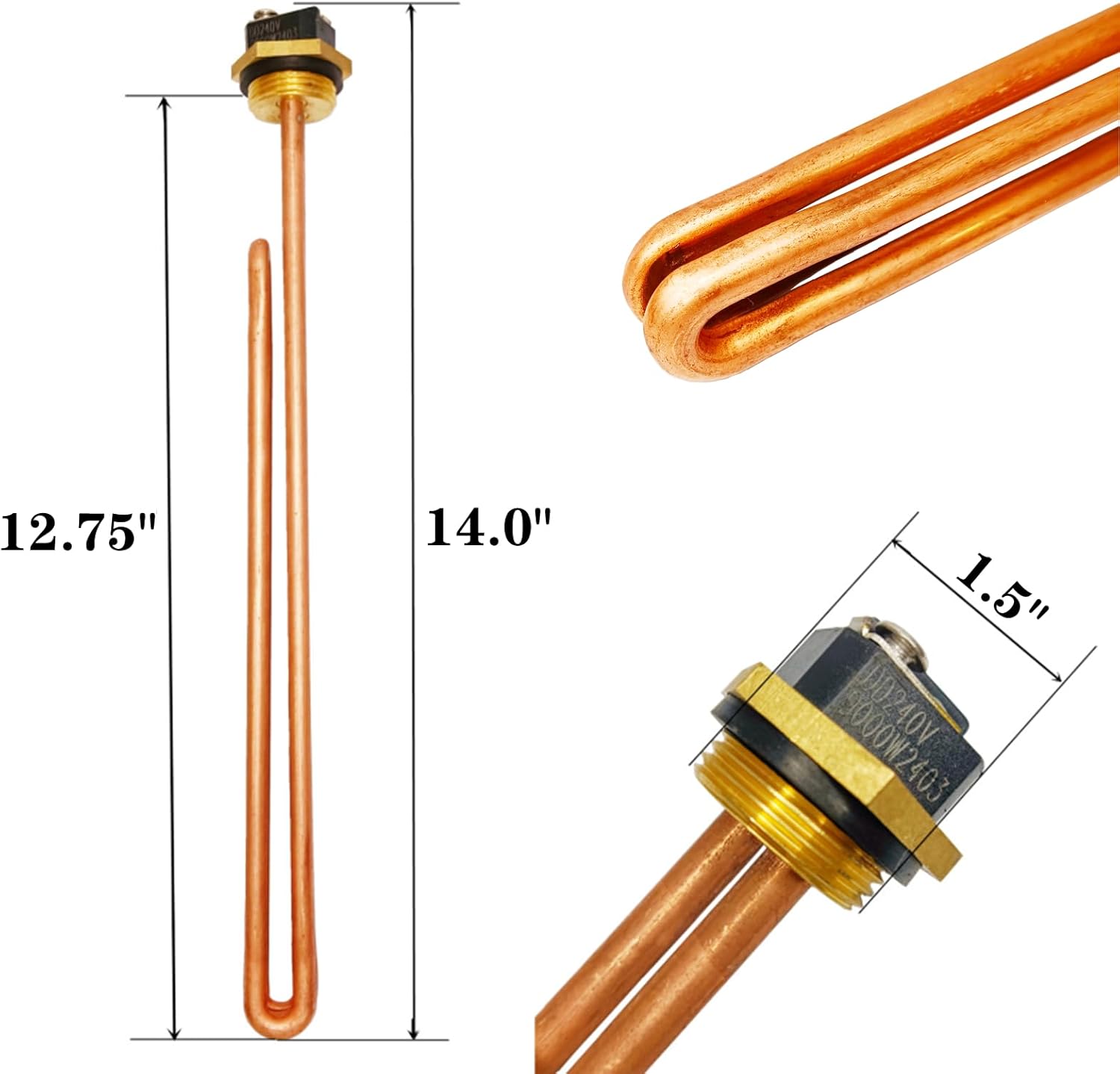 Upgrade HE 90240 Heating Element,2 Pack Water Heater Heating Element Replacement for Ecosmart Eco 18 24 27 36,Tankless Water Heater element for Rheem/Eemax/Richmond,240V 9KW