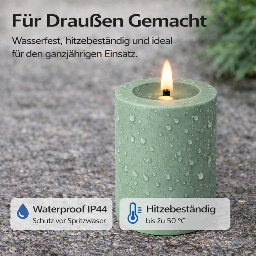 ReWu Candela LED Outdoor Deluxe Homeart Real Flame con funzione timer e specchio di cera, resistente al calore, impermeabile, per esterni, luce bianca calda, senza fiamma